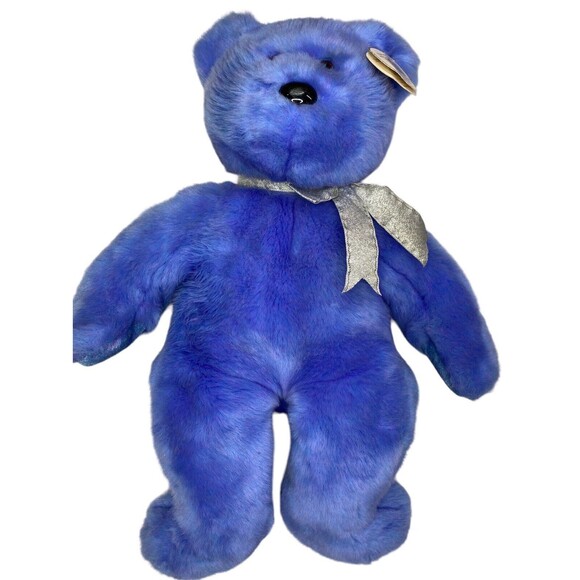 Ty Beanie Buddies "Clubby IV" Blue Teddy Bear Plush Official Club Large 14" - Picture 6 of 15